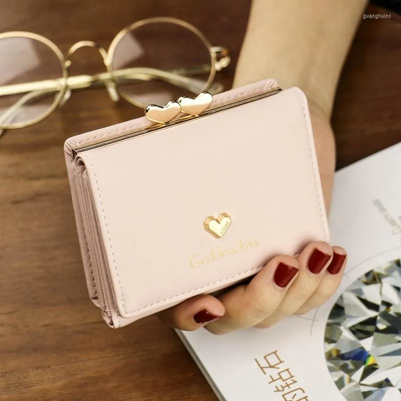 Plånböcker söt kort plånbok kvinnlig vikning multifunktionell liten myntpåse student handväska mini carteras för kvinnor