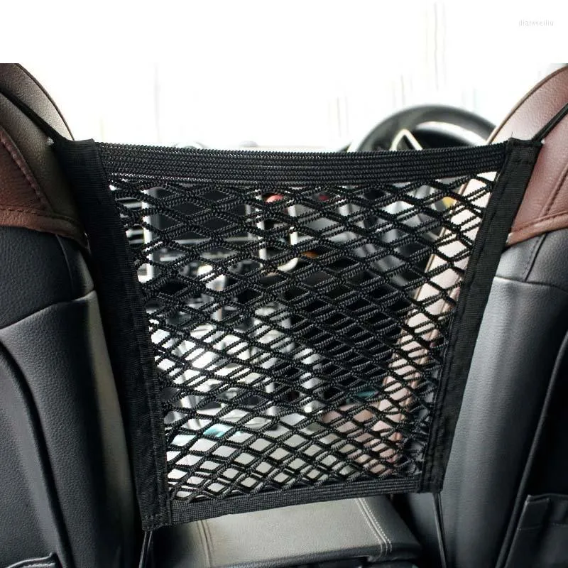 Car Organizer Front Back Seat Storage Mesh Pocket Double-layer Net Elastic Bag Auto Divider Pet Barrier