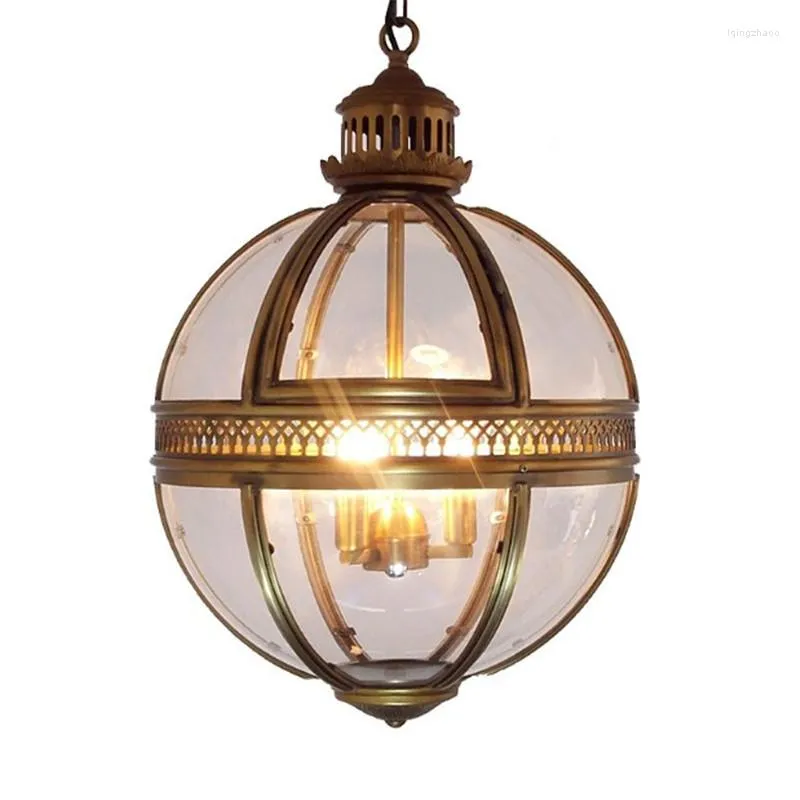 Vintage loft vardagsrum globe pendelljus fixtur retro vattent￤t dekor tr￤dg￥rd g￥rd j￤rn glas boll led e27 utomhuslampa