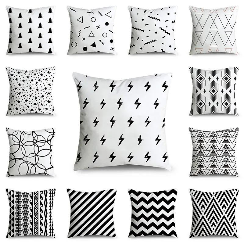 Kissen schwarz weiß Cover Kunst geometrische Figuren Abdeckungen dekorative Fall Home Auto Sofa Dekor Kissenbezug 45 cm X