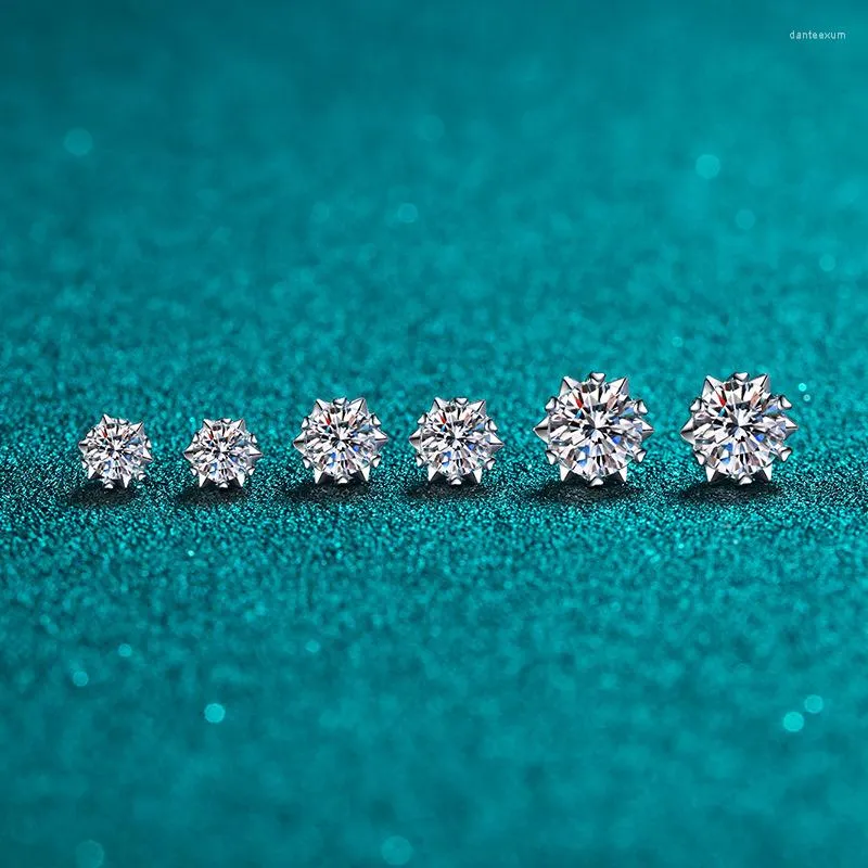 Brincos de garanhão de alta qualidade prata 925 Teste de diamante original passado 0,6-2 quilat d cor Moissanite Snowflake em forma de mulher para mulheres