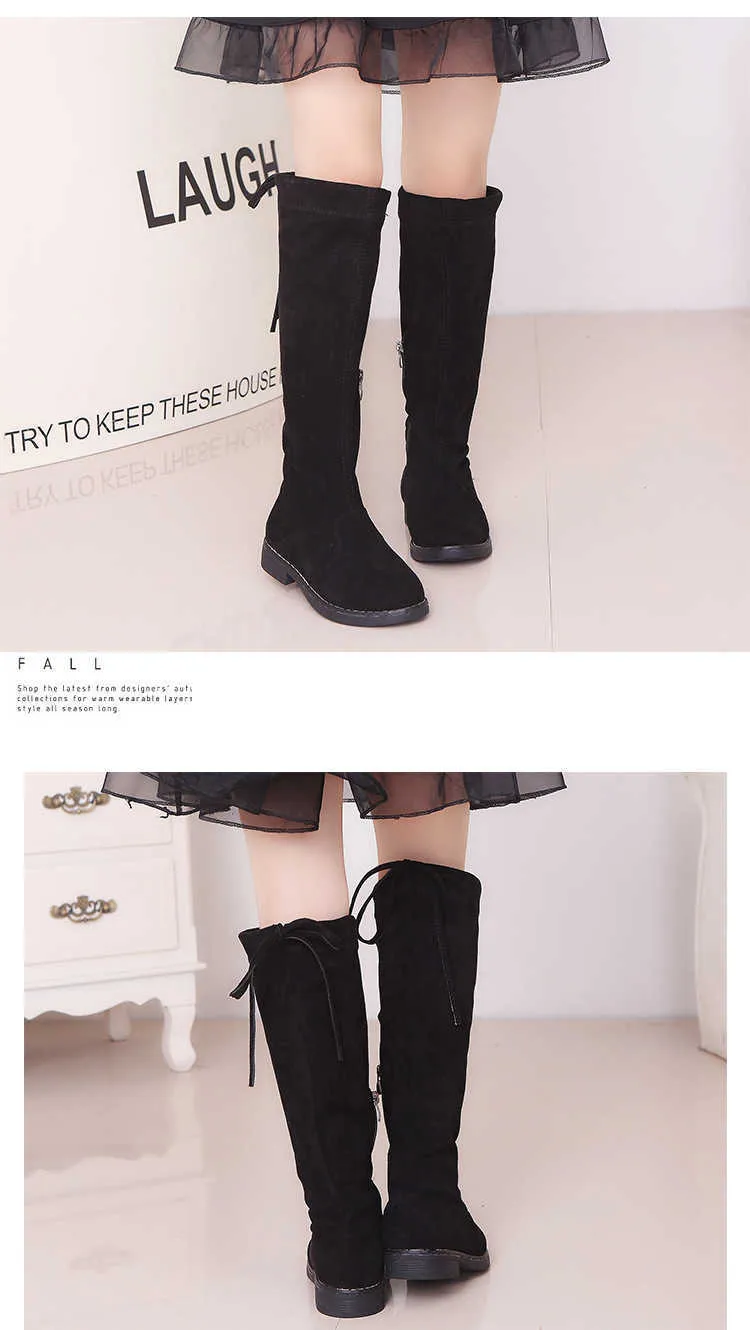 New 2021 Girls Knee High Princess Girls Winter Boots Fashionable Autumn Winter Footwear In Black Red And Brown Tall And Comfortable For Children T220925 From Babiq03 12.09 DHgate.Com