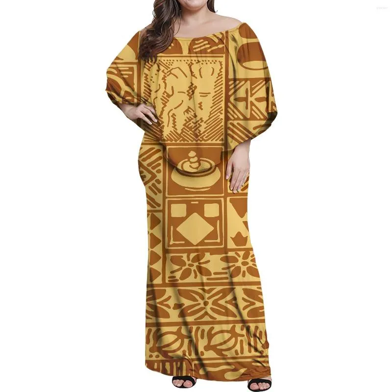 Vestidos casuais Preço ex-fábrica Mulheres Partido elegante Clube de verão Bodycon samoan plutasi design polinésio vestido amarelo