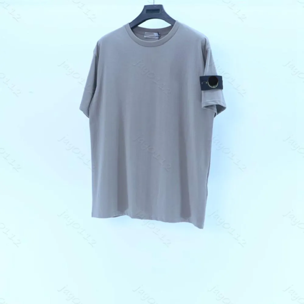 Camisetas 23sss Summer Men, camiseta, cole￧￣o de coleta de pedra logotipo de pedra patch algod￣o feminino tees s￳lidos estilo casual 05