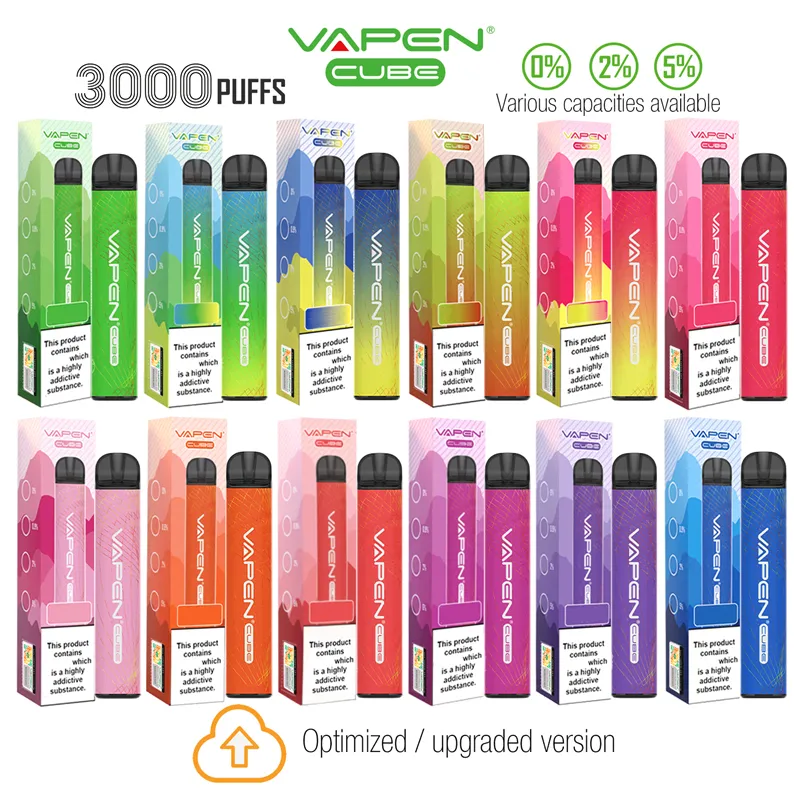 Authentic VAPEN CUBE 3000Puffs 2% 5% Optional Disposable Vape Pen Electronic e cigarettes Kits 8ML Capacity 1000mAh Battery Pre-Filled Puff FLEX Bars Vaporizer Vapor