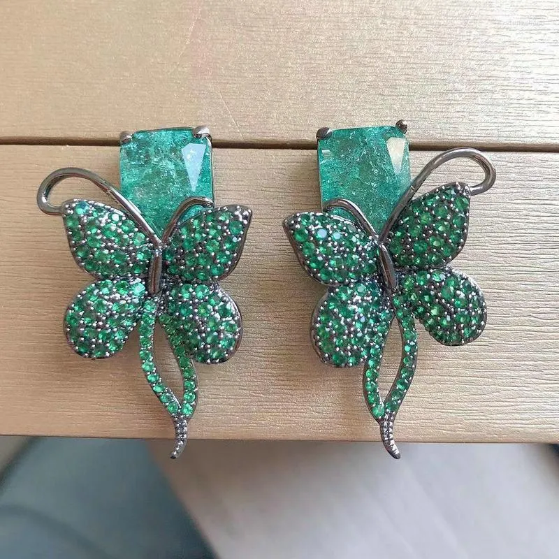 Kolczyki obręcze Bilincolor Green Butterfly K inkurejne dla kobiet