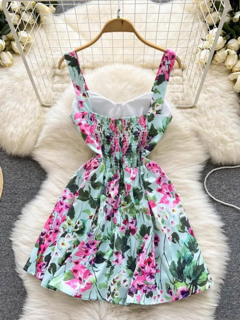 Summer Dress for Women Spaghetti Strap Sleeveless Empire Waist A-Line  Polyester Blend