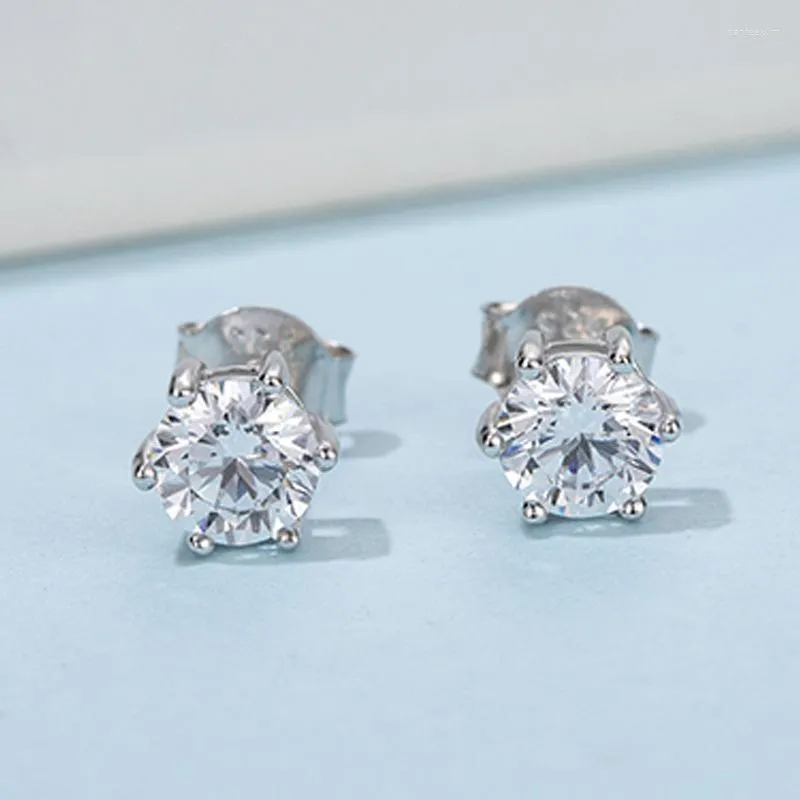 Stud -oorbellen 925 Zilver 0,5 karaat D kleur moissaniet briljante gesneden ronde diamant voor dames klassieke sieraden