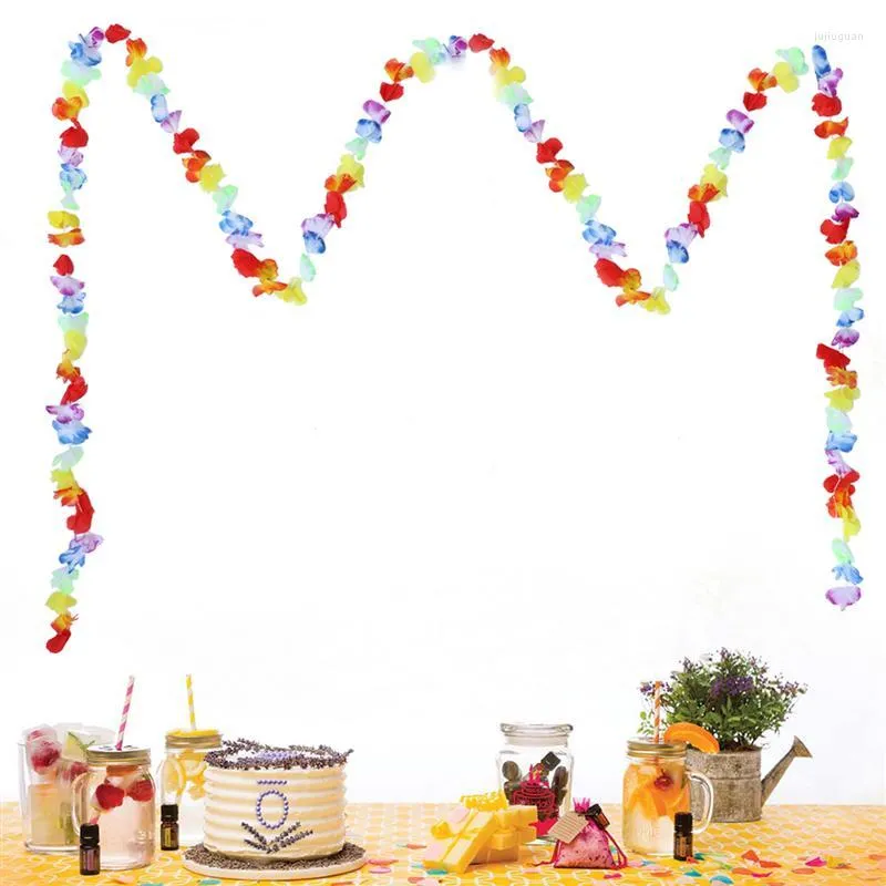 Decorative Flowers 6 Pcs Hawaiian Style Flower Bunch Banner 3M Lei Bunting Hanging Garland Party Decorations Favor