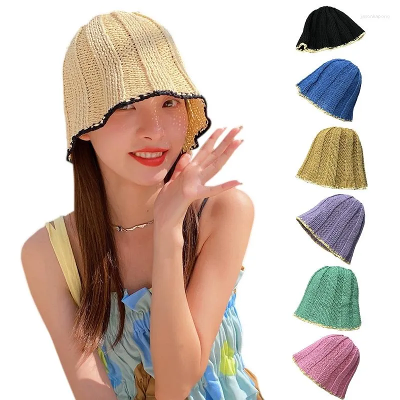Berets 573B Damskie szydełkowe wiadra czapka urocza rybak sportowy na świeżym powietrzu dla kobiet nastolatków swobodny wiosenny letni krem ​​przeciwsłoneczny
