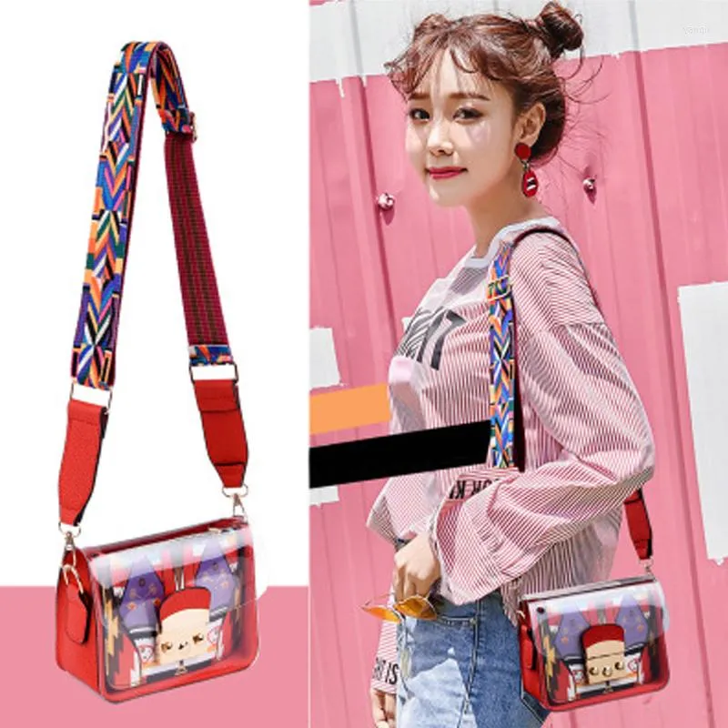 Evening Bags BENVICHED 2022 Summer Style Small Square Bag Geometry Hit The Color Wide Webbing Single Shoulder Slanting Transparent C015