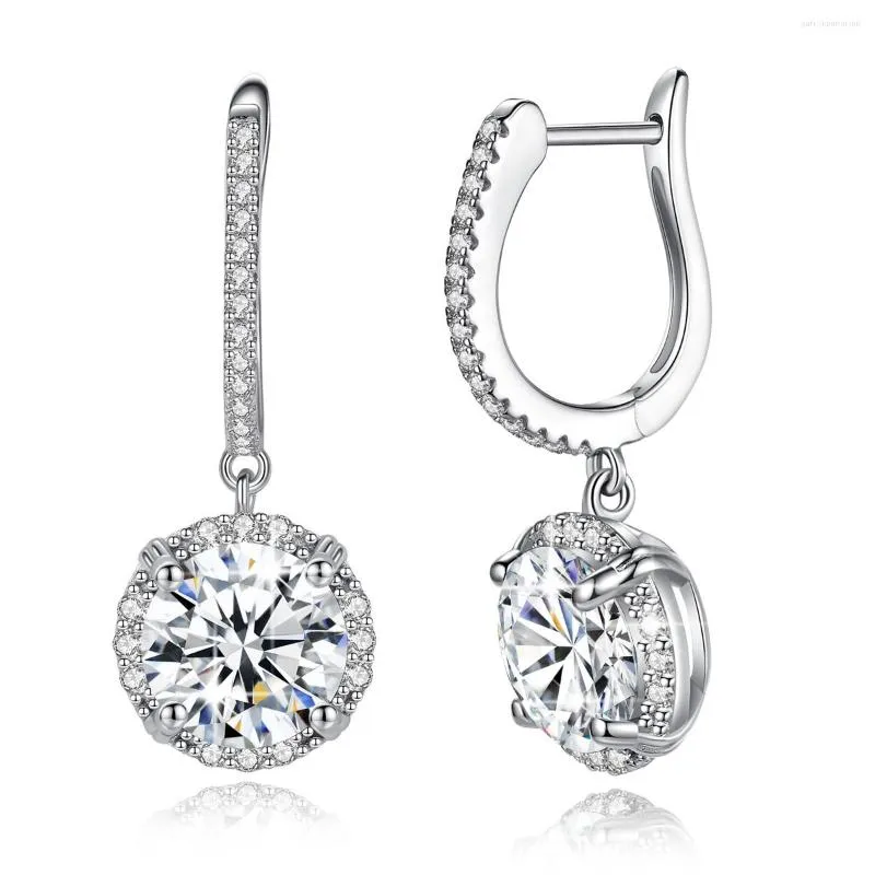 Dange oorbellen gecertificeerd 4 karaat 8 mm moissaniet diamant voor vrouwen 925 sterling zilveren rhodium plating bruiloft sieraden 2022 trend