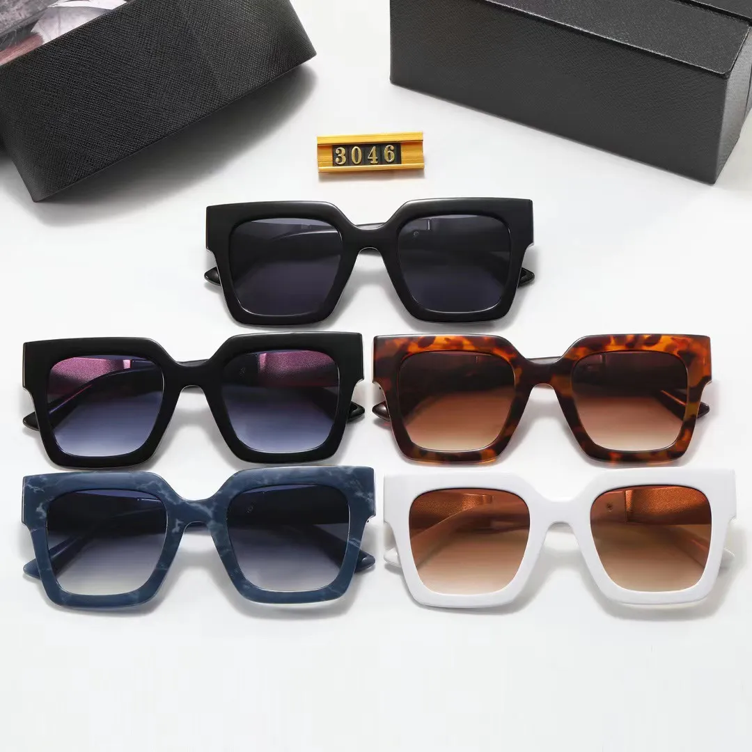 Prade Luxury Brand Overdimensionerade ram Solglasögon Gradient Lens Fashion Classic Design Square For Men Women Sun Glasses UV400 3046