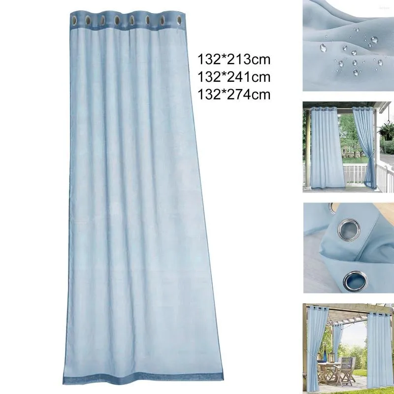 Gordijn Ruim Top Waterdichte buitengordijnen Veranda Exterieur Voile vaste blauwe tule stof Drapes voor tuin pergola