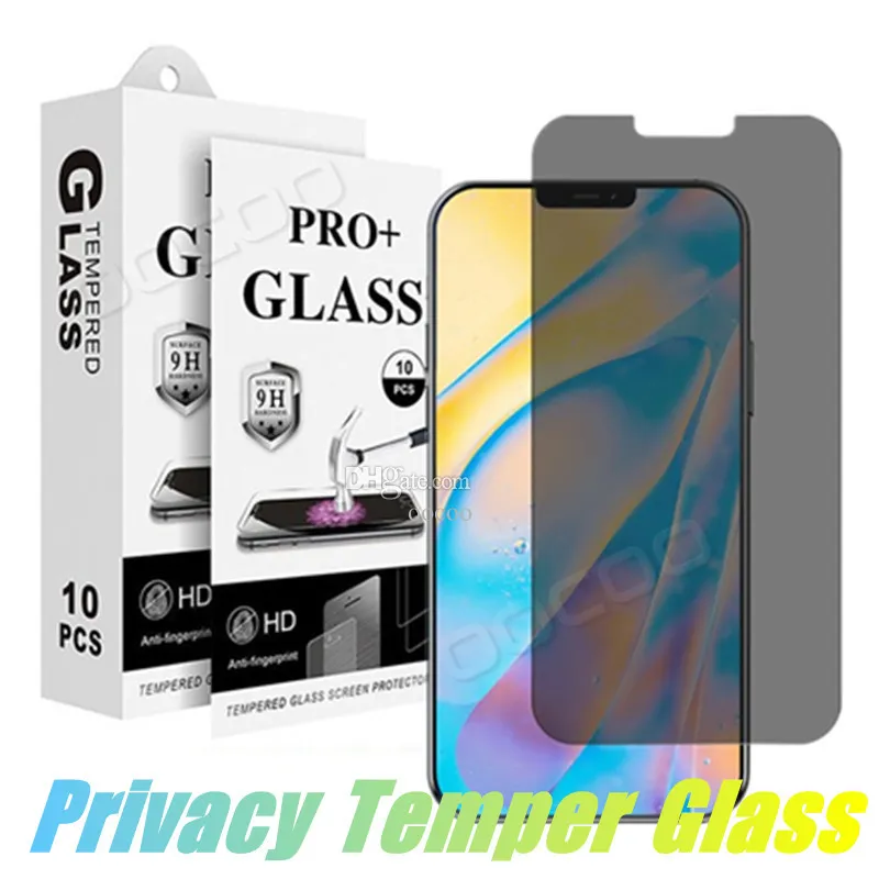 Fallvänlig sekretessskärmskydd härdat glas med klipp för iPhone 14 Pro Max 13 mini 12 11 X XR XS 7 8 Plus SE Anti Fingeravtryck med detaljhandelspaket