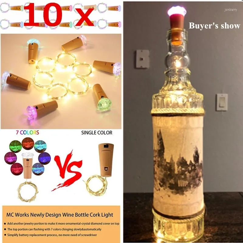 Saiten 10 Sets Flasche Korkkupferdraht LED LED Sade Lichter f￼r Wein DIY -Handwerksprojekte Weihnachten und Hochzeitsdekoration