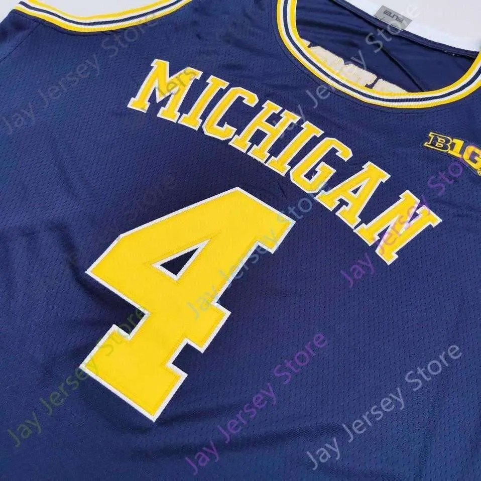 2020 New NCAA Michigan Wolverines Jerseys 4 Webber College Basketball Jersey Navy Size Youth Adult All Stitched Embroidery