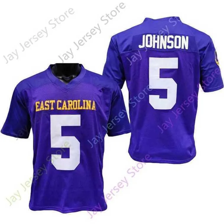 Mitch 2020 New NCAA East Carolina Pirates ECU-Trikots 5 Chris Johnson College-Football-Trikot Lila Größe Jugend Erwachsener