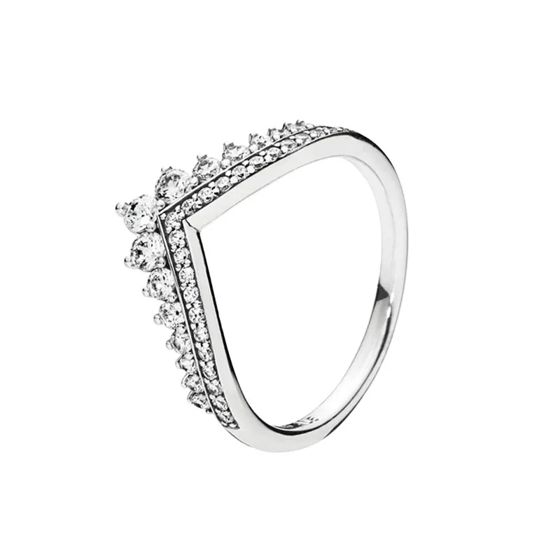 Authentieke Sterling Silver Princess Wish Stacking Rings Vrouwen Girls Wedding Sieraden met originele doos voor Pandora CZ Diamond verloving Gift Ring Set