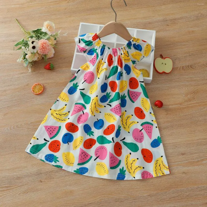 Vestidos femininos casuais meninas bebês crianças crianças infantis estampas de frutas de praia vestido de princesa floral sem mangas roupas de verão