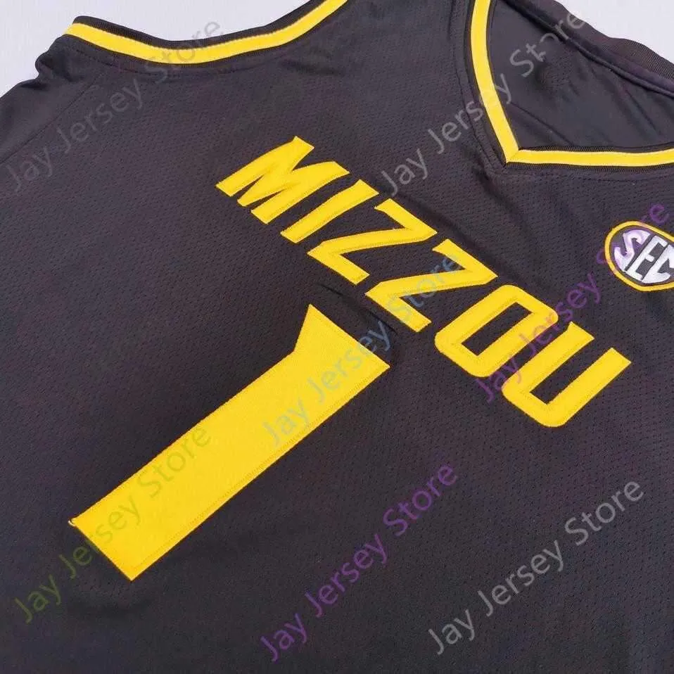 2020 New NCAA Missouri Tigers Jerseys 1 Xavier Pinson College Basketball Jersey Black Size Youth Adult