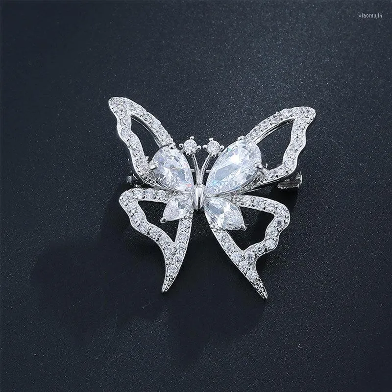 Gioielli per il corpo Farfalla con diamanti S925 Spille in argento per le donne Boemia Fidanzamento Spilla con fiore di lusso natalizio fine