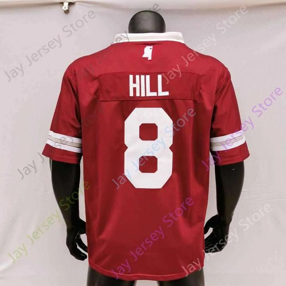 2020 New NCAA Mississippi State Bulldogs MSU Jerseys 8 Kylin Hill College Football Jersey Red Size Youth Adult