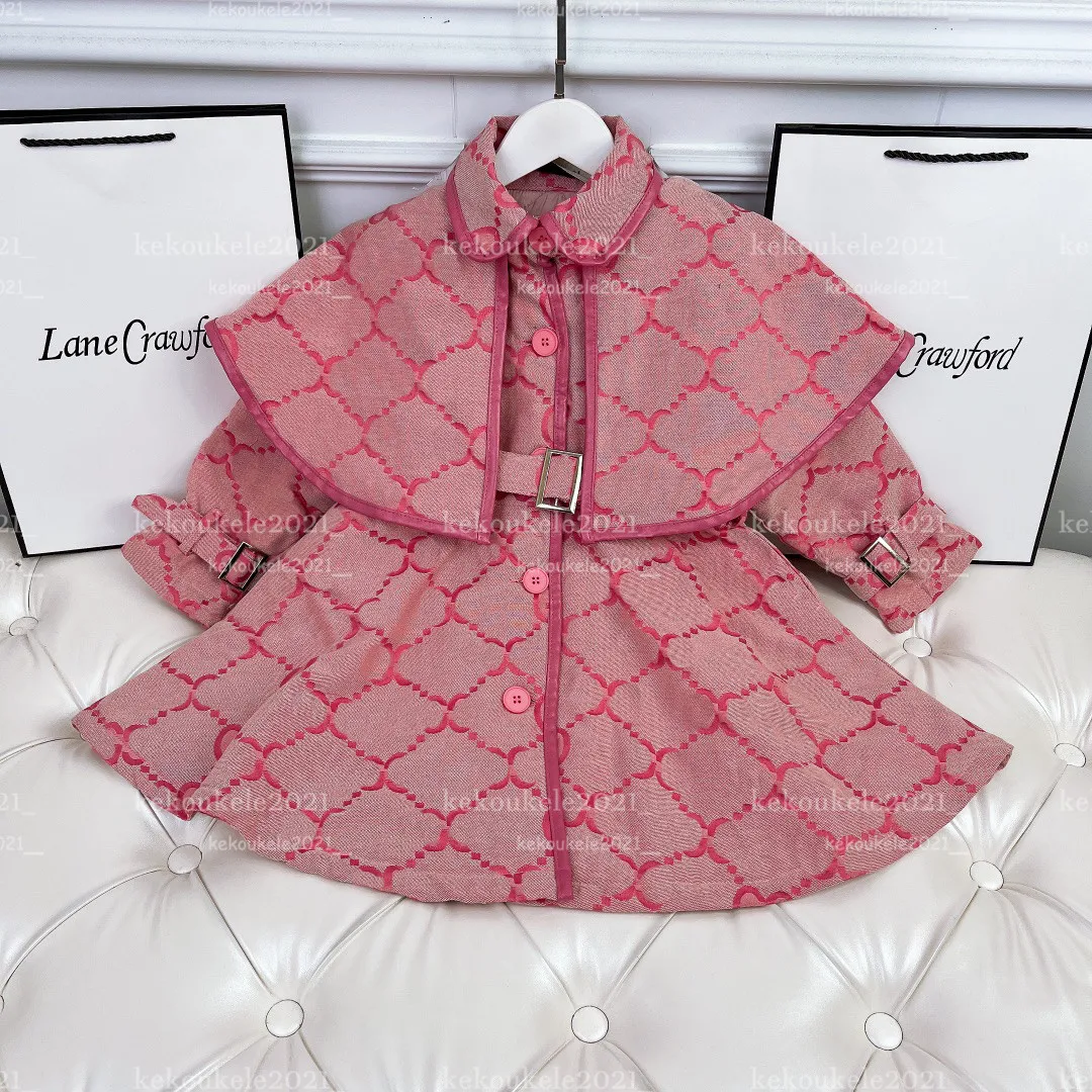 Kids Girls Vintage Tench Coats Longtes Vestes Collier de revers avec châssis mignon pour enfants Automne Hiver Baby Vêtements 2022 Extérieur