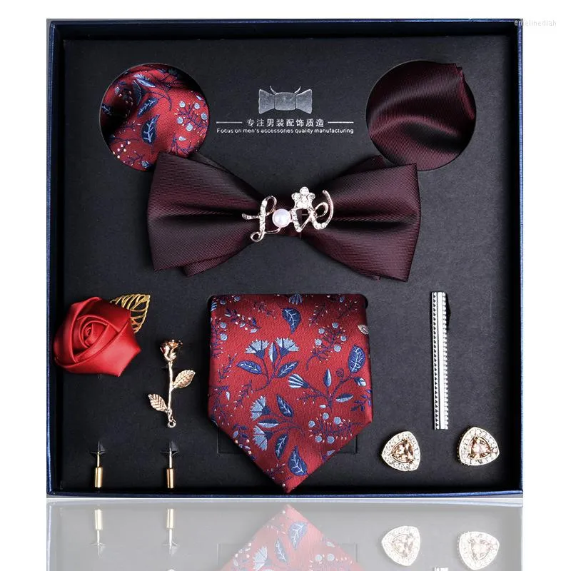 Bow Ties Tie Men's Business Administration Career 8-piece Gift Box Set Boyfriend Elder Birthday 7cm Pick-up Men Accessories