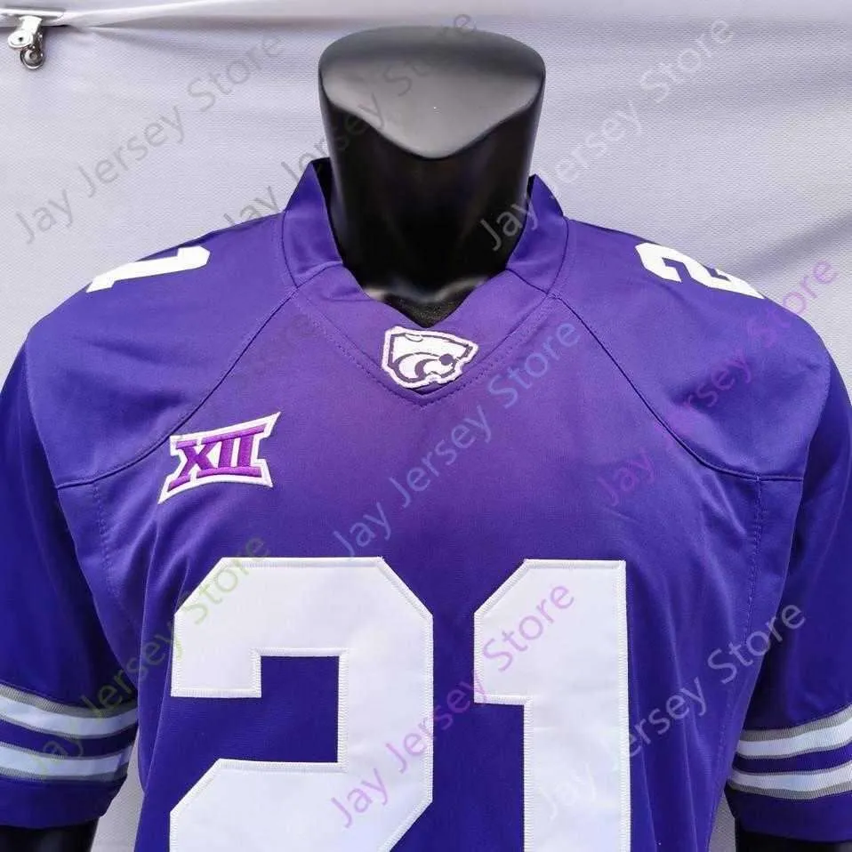 2020 New NCAA Kansas State Wildcats KSU Jerseys 21 Wykeen Gill Jr Football Jersey College Purple Size Youth Adult All Stitched