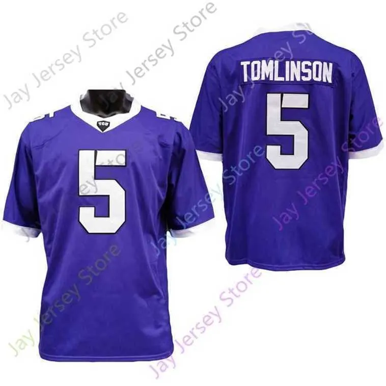 Mitch 2020 Новые NCAA TCU RONGED FROGS JESSEYS 5 Ladainian Tomlinson College Football Jersey Purple Size Youth Adult