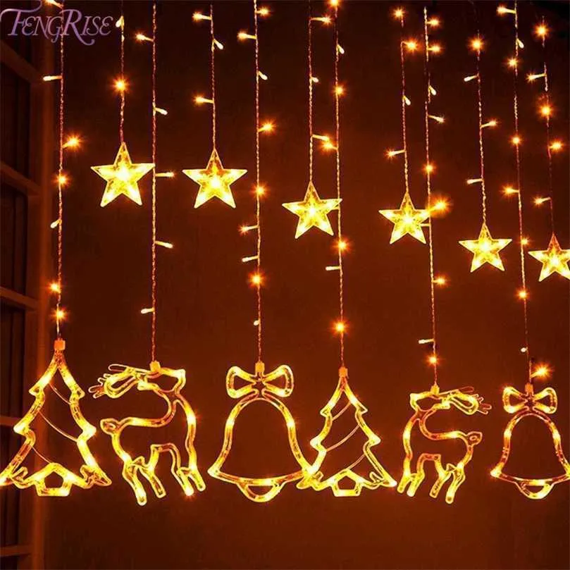 Christmas Decorations Elk Bell String Garland Curtain Light LED Christmas Decor For Home Christmas Tree Ornament Navidad Xmas Gift Year 220926