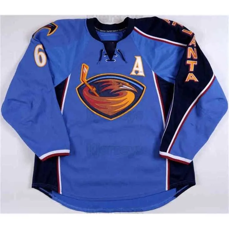 GLA Herrens vintage Atlanta Thrashers Jerseys Game slitna tr￶ja17 Ilya Kovalchuk 36 Eric Boulton 6 Ron Hainsey 7 Mark Popovic Jersey Blue Hockey