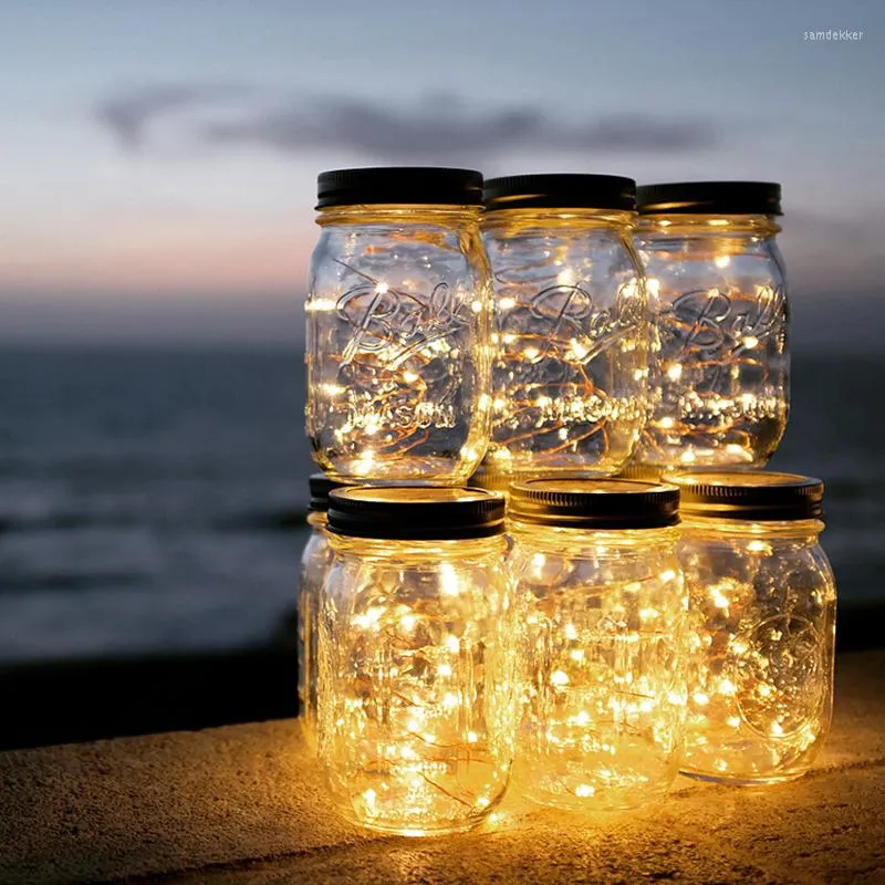 Strings Mason Jar 2M LED String Lights Fata appesa illuminazione natalizia per Natale Decorazione per interni ed esterni Batteria ad energia solare