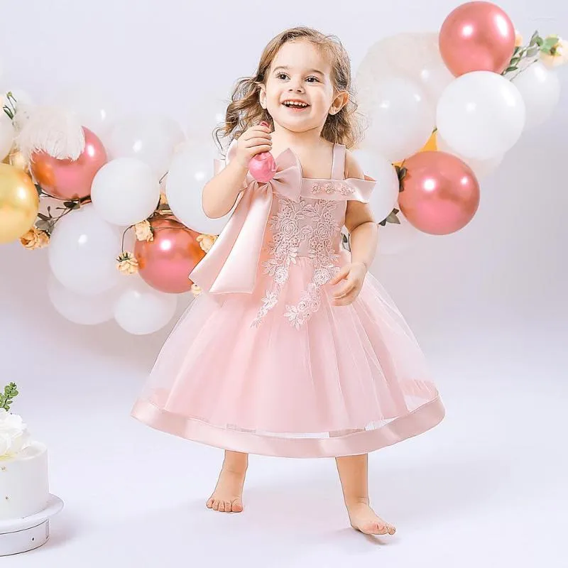 Robes de fille FSMKTZ bébé pour filles noël enfant en bas âge perles arc 1st anniversaire enfants fleur fête Tulle princesse robe de mariée