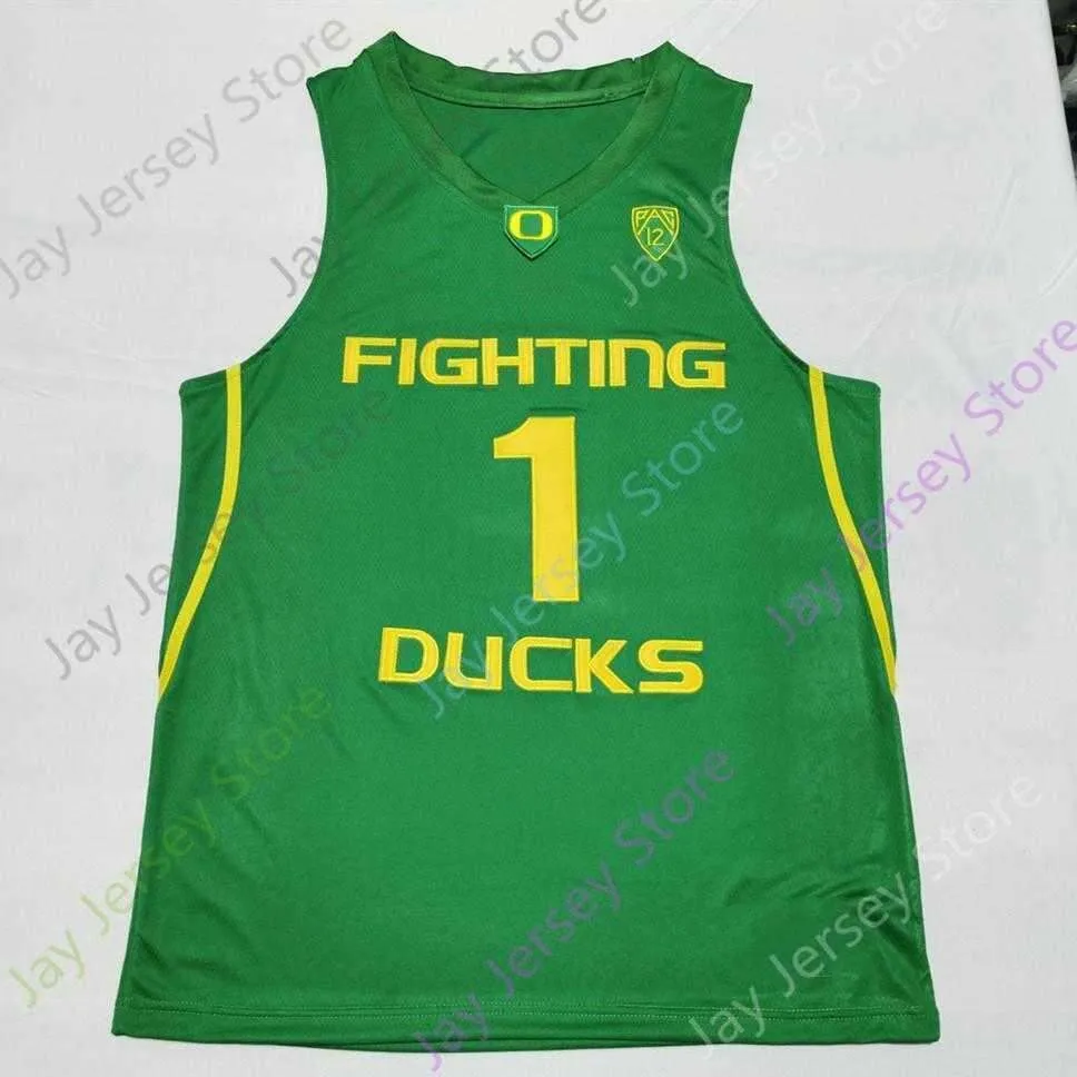 2020 New NCAA College Oregon Ducks Jerseys 1 Dante Basketball Jersey Green Black Size Youth Adult All Stitched