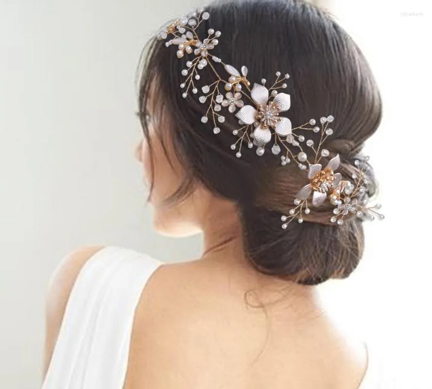 Headpieces Flower Hair Wreath With Ribbon Rose Gold Crystal Bridal Vine Communion Headdress For Girls Women Spring Accessories