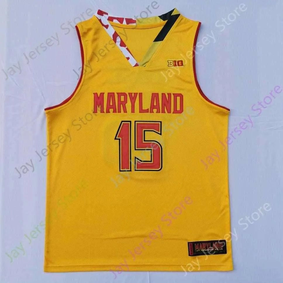 2020 New NCAA Maryland Terrapins Stats Jerseys 15 Chol Marial College Basketball Jersey Yellow Size Youth Adult All Stitched