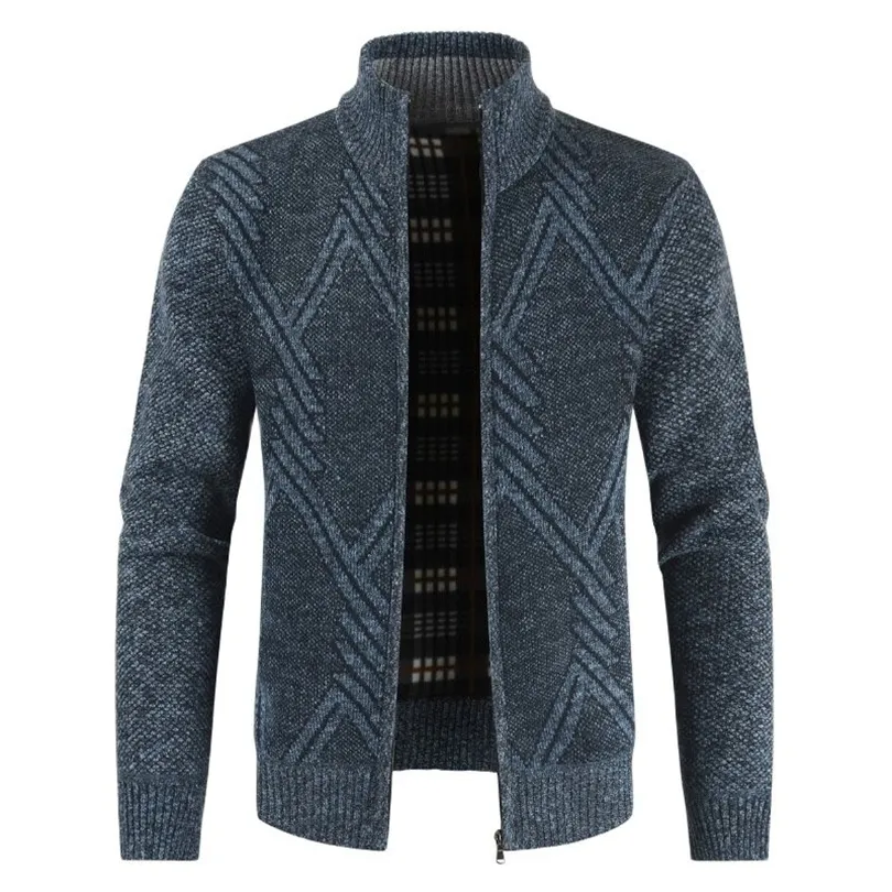 Herrtröjor Autumn Winter Jacket Rockar Solid Slim Fit Thick Fleece Casual Stand Collar Zip 220923