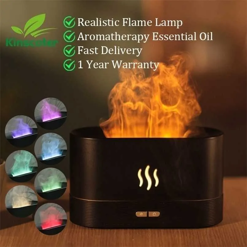 Other Home Garden Kinscoter Aroma Diffuser Air Humidifier Ultrasonic Cool Mist Maker Fogger Led Essential Oil Flame Lamp Difusor 220922