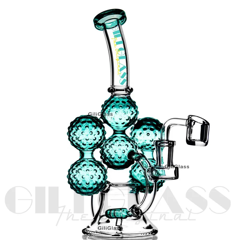 9,2 pollici Narghilè Recycler Dab Rig Bong in vetro acqua Bong in vetro viola Accessorio sigarette Tubo fumo Bong inebriante con chiodo al quarzo con ciotola da 14 mm