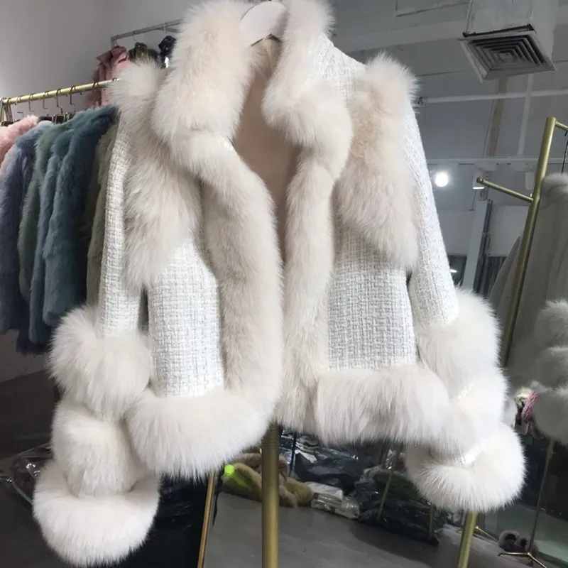 Kobiety Fur Fur Faux Women płaszcz z wiatrem wiatrem naturalne damskie kurtki jesienne jesienne kolor biały kolor prawdziwy ubranie 220926