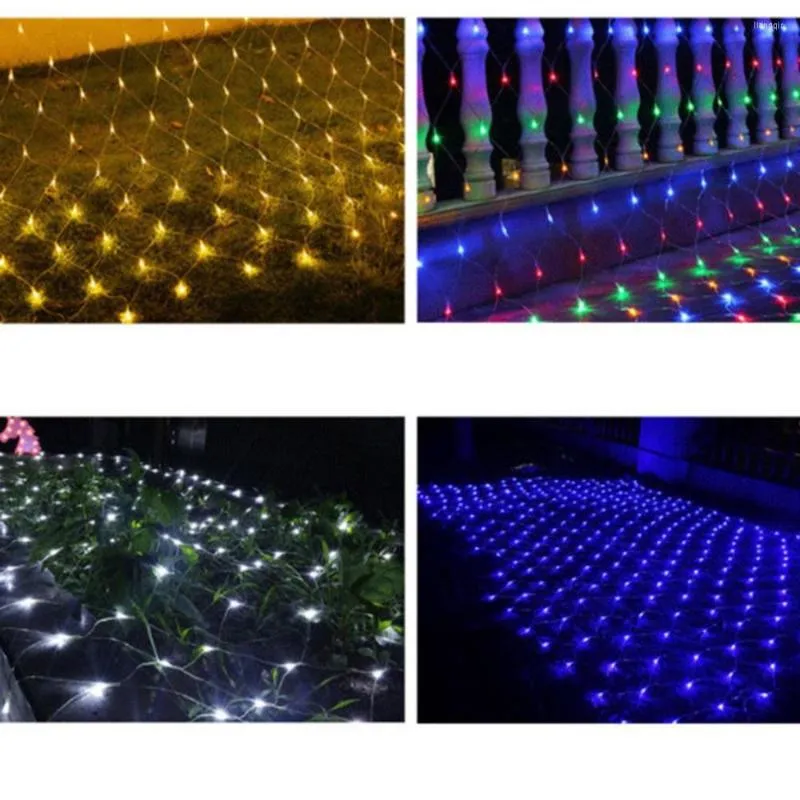 Cordes en plein air 120 LED chaîne lumière multicolore imperméable filet de pêche maille décoration de vacances pour la fête de mariage