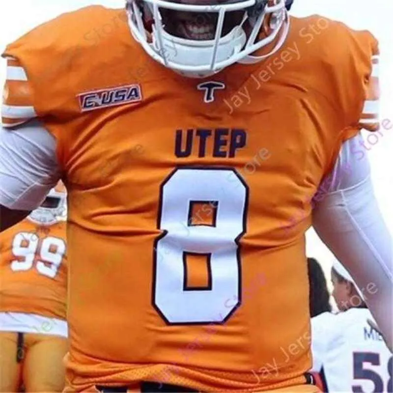 Custom 2020 UTEP Miners Football Jersey NCAA College Kai Locksley Treyvon Hughes Jacob Cowing Justin Garrett Tre