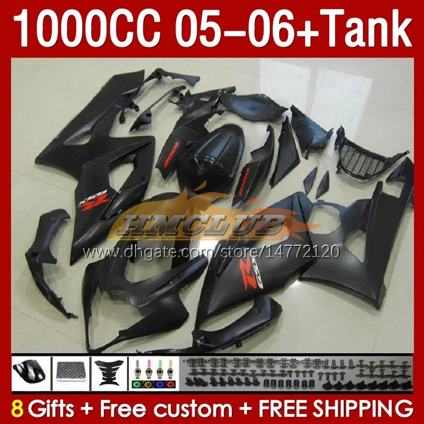 حقن القالب معرض لسوزوكي GSXR 1000 CC 1000CC K5 05-06 هيكل السيارة 157NO.95 GSXR-1000 GSX R1000 GSXR1000 05 06 GSX-R1000 2005 2006 OEM Fairing Tank Matte Black