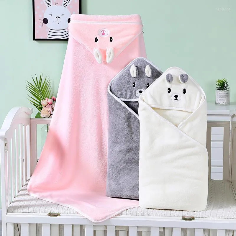 Serviette bébé bain fille garçon né avec capuche dessin animé corail polaire infantile serviettes couverture peignoir 80 80 cm