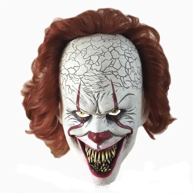 Parti Maskeleri Cadılar Bayramı Maskesi Ürpertici Korkunç Palyaço Tam Yüz Korku Filmi Pennywise Joker Kostüm Parti Festivali Cosplay Prop Dekorasyonu 220926