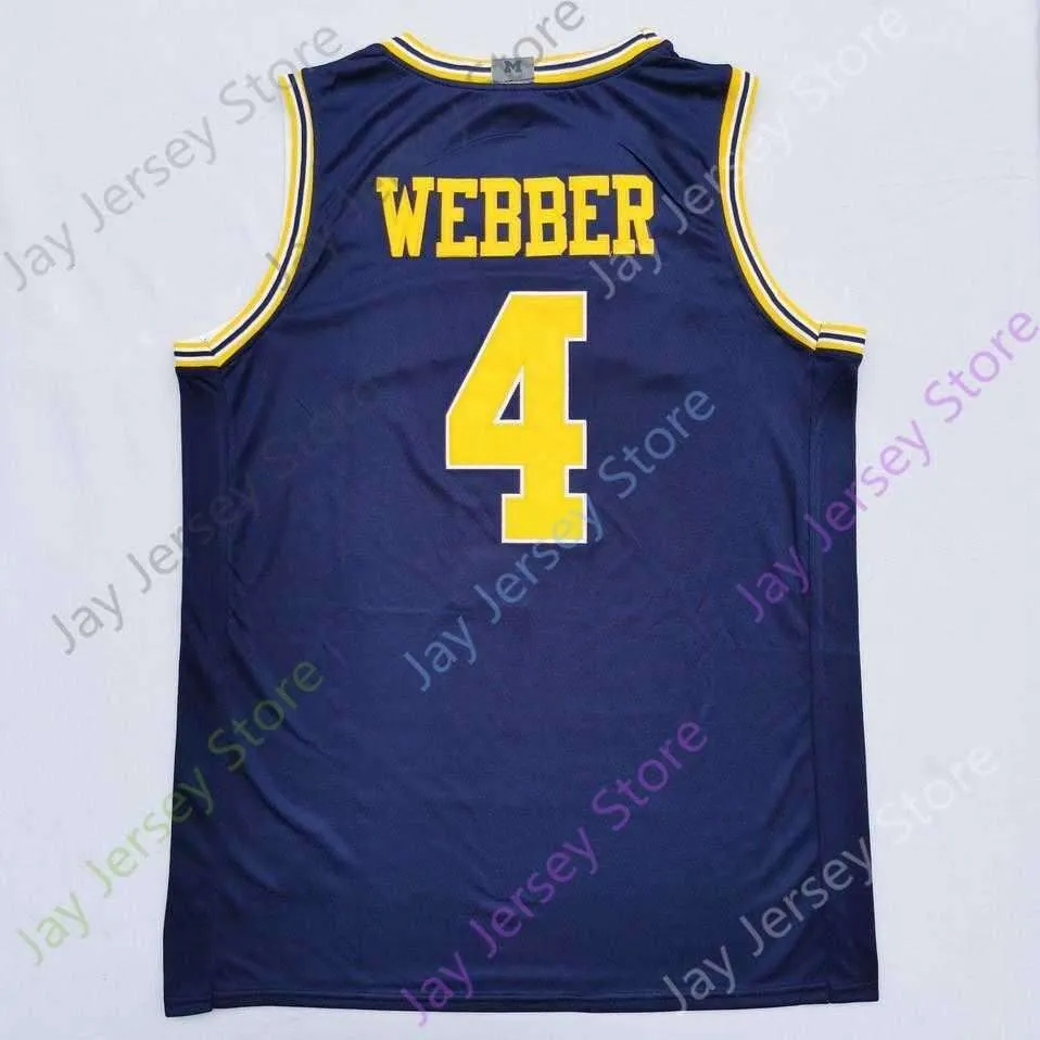 2020 New NCAA Michigan Wolverines Jerseys 4 Webber College Basketball Jersey Navy Size Youth Adult All Stitched Embroidery