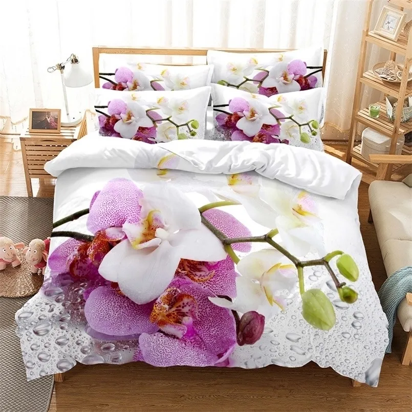 Bedding Sets Flowers Set Duvet Capa 3D Impressão digital Cama Linho queen Size Moda Design 220924