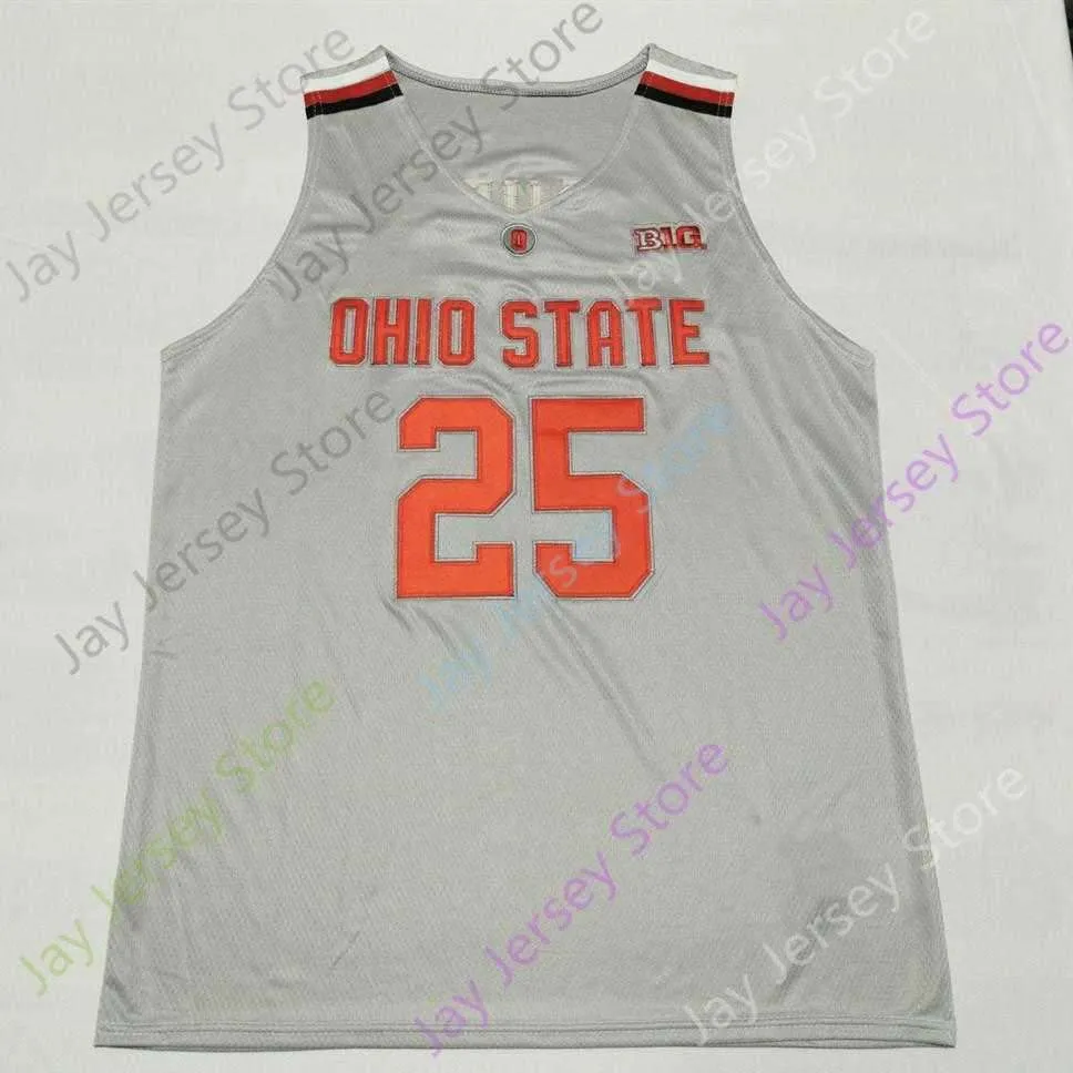 2020 New NCAA Ohio State Buckeyes Jerseys 25 Kyle Young College Basketball Jersey Red Grey Size Youth Adult Embroidery